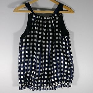 The Limited Blue/white/gray slvless blouse Sz S